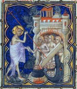 The Harrowing of Hell, from a fourteenth century manuscript, Anonymous